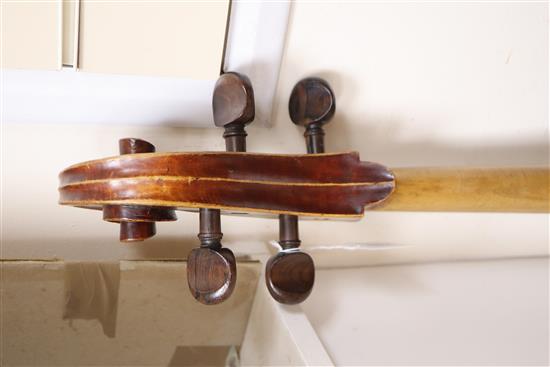 A 19th century German cello labelled Neuner und Hornsteiner and a Stradivarius label, hard cased.